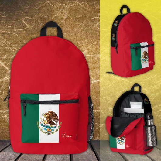 Imprimé Mexique, sac à dos rouge, drapeau mexicain / patri