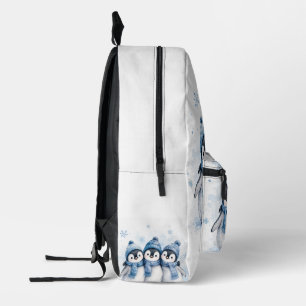 Imprimé Mignon sac à dos de pingouin d'hiver Aquarelle a