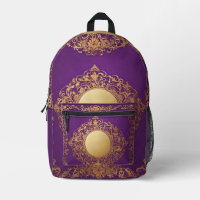 Motif d'or violet indien Tout sur papier sac à dos