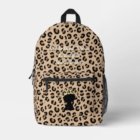Imprimé Mots d'affirmation Cheetah Imprimer sac à dos (Recto)