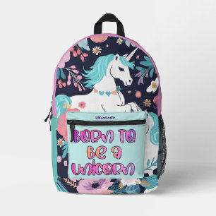 Imprimé Né pour être un sac à dos Unicorn, Nom personnalis