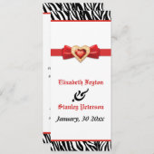 Imprimé noir blanc zèbre, programme de mariage de (Devant / Derrière)