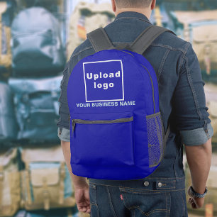 Imprimé Nom de l'entreprise et logo sur sac à dos bleu