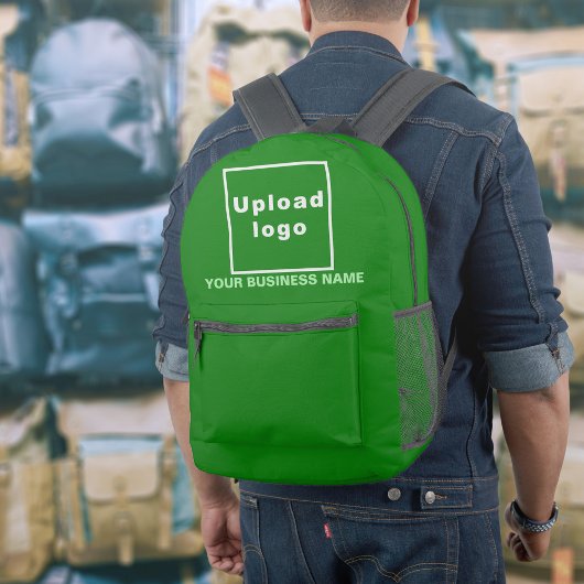 Imprimé Nom de l'entreprise et logo sur sac à dos vert
