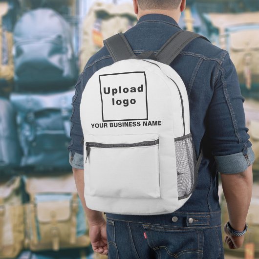 Imprimé Nom d'entreprise et logo sur sac à dos blanc