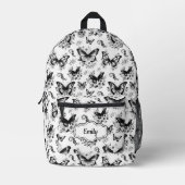 Imprimé Nom personnalisé Black White Butterfly Sac à dos (Recto)