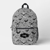 Imprimé Nom personnalisé Sac à dos Papillon gris (Recto)