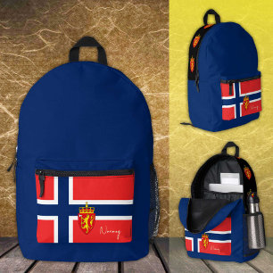 Imprimé Norvège, sac à dos bleu, drapeau norvégien / patri
