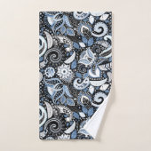 Imprimé Paisley Blanc et Bleu (Serviette à main)