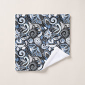 Imprimé Paisley Blanc et Bleu (Gant de toilette)