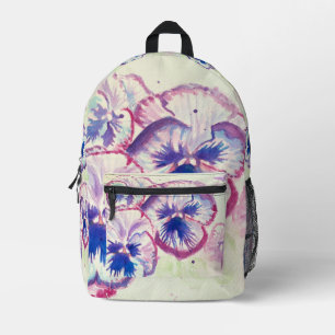 Imprimé Pansies rose Pansy Watercolor Girls Sac à dos