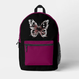 Imprimé Papillon gothique noir et sac à dos Magenta
