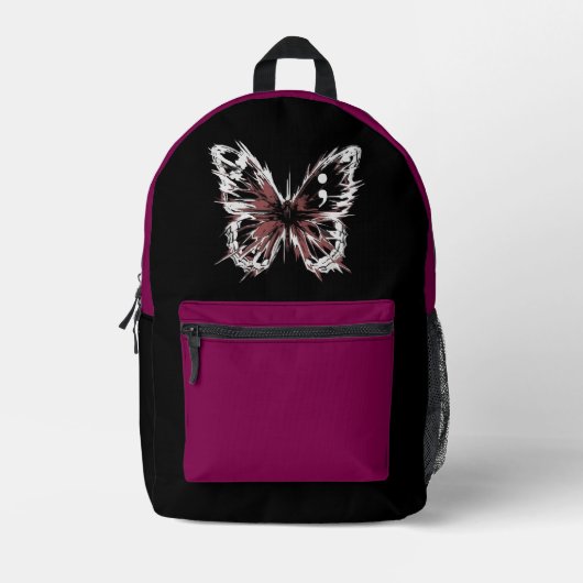 Imprimé Papillon gothique noir et sac à dos Magenta (Recto)