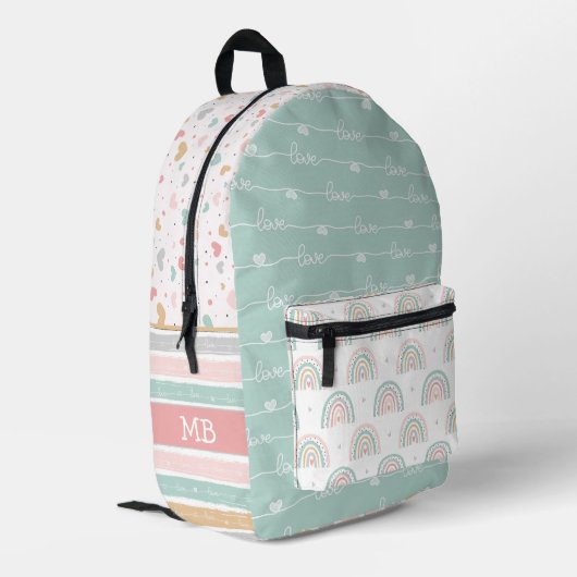 Imprimé Patchwork Hearts Rainbow Girls Sac à dos (Coin arrière gauche)