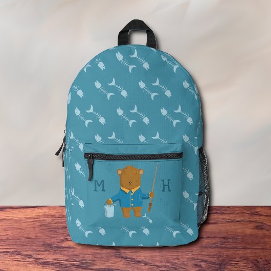 Imprimé Pêche Brown Ours Kid sac à dos bleu
