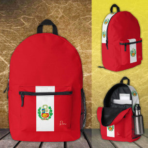 Imprimé Pérou, Sac à dos rouge, Drapeau péruvien / patriot