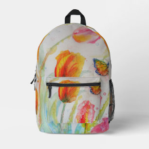 Imprimé Pink Tulip Tulips Watercolor Girls Sac à dos
