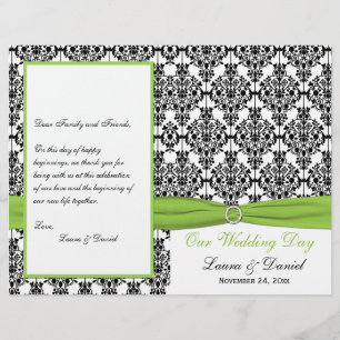IMPRIMÉ RIBBON Chartreuse, Programme de mariage no