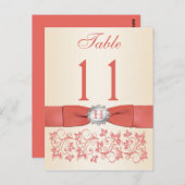 IMPRIMÉ RIBBON Coral, Champagne Numéro de table (Devant / Derrière)