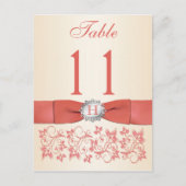 IMPRIMÉ RIBBON Coral, Champagne Numéro de table (Devant)