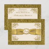 IMPRIMÉ RIBBON Ivory. Carte de réponse Gold Floral (Devant / Derrière)