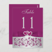 IMPRIMÉ RIBBON Purple Silver Numéro de table Carte (Devant / Derrière)