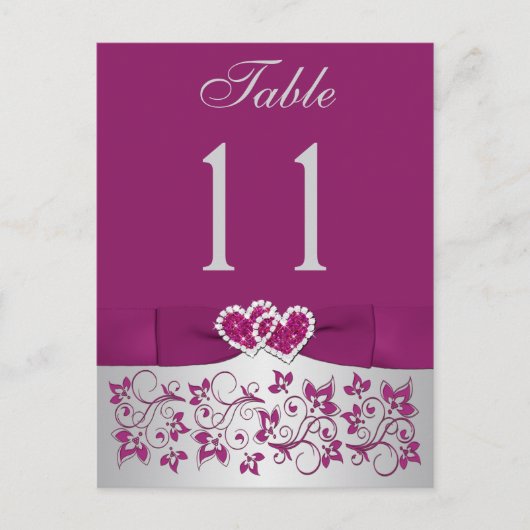 IMPRIMÉ RIBBON Purple Silver Numéro de table Carte (Devant)