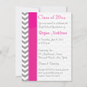 IMPRIMÉ RIBBON rose gris blanc Invitation de diplô (Dos)