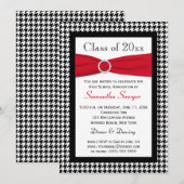 IMPRIMÉ RIBBON Rouge noir blanc Invitation de dipl (Devant / Derrière)