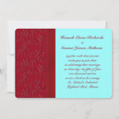 IMPRIMÉ RIBBON Ruby Red & Aqua Wedding Invitation  (Dos)