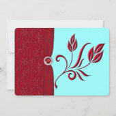 IMPRIMÉ RIBBON Ruby Red & Aqua Wedding Invitation (Devant)