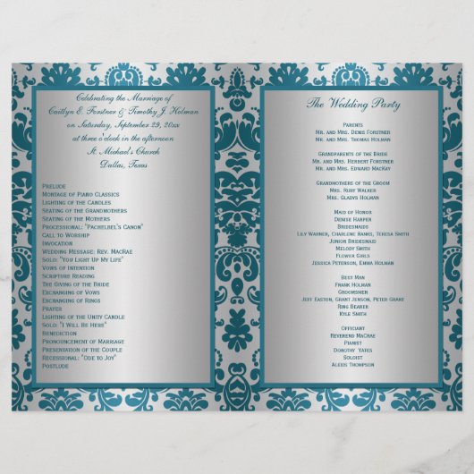 IMPRIMÉ RIBBON Silver, programme Mariage damassé T (Dos)