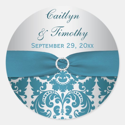 IMPRIMÉ RIBBON Silver, Sticker Mariage damassé Tur (Devant)