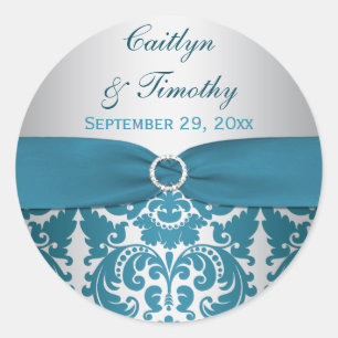 IMPRIMÉ RIBBON Silver, Sticker Mariage damassé Tur