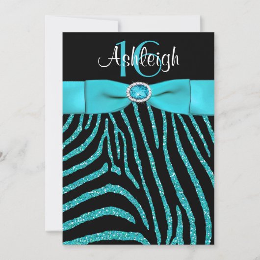 IMPRIMÉ RIBBON Zebra 16e anniversaire Invitation (Devant)