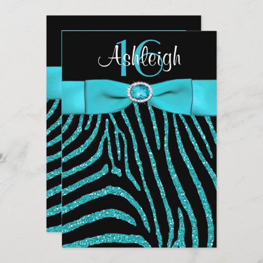 IMPRIMÉ RIBBON Zebra 16e anniversaire Invitation (Devant / Derrière)