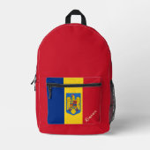 Imprimé Roumanie, sac à dos rouge, Drapeau roumain / patri (Recto)