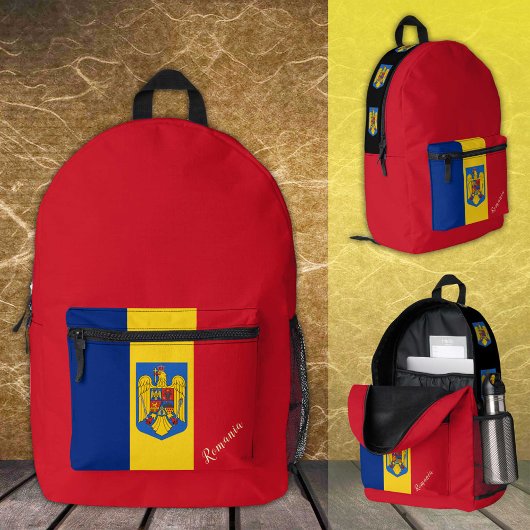 Imprimé Roumanie, sac à dos rouge, Drapeau roumain / patri