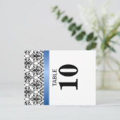 Imprimé Royal Blue Ribbon Damask Numéro de table (Debout devant)