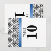 Imprimé Royal Blue Ribbon Damask Numéro de table (Devant / Derrière)