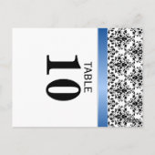 Imprimé Royal Blue Ribbon Damask Numéro de table (Dos)