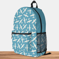Sac à dos à motif d'avion avec nom personnalisé