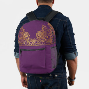 Imprimé Sac à dos à motif indien violet or