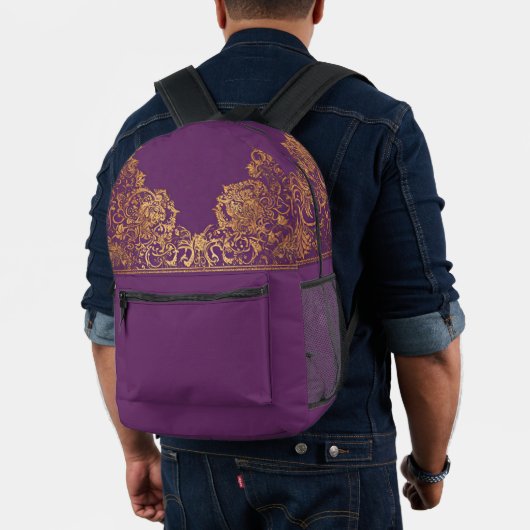 Imprimé Sac à dos à motif indien violet or (Insitu (Modèle))