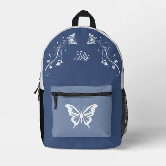 Imprimé Sac à dos à papillon blanc et bleu (Recto)