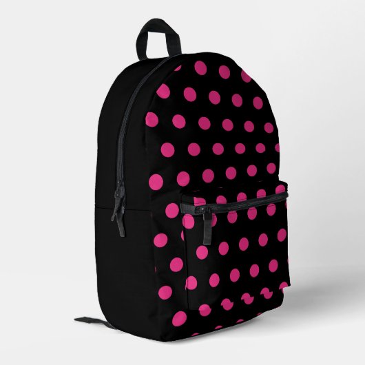 Imprimé Sac à dos à points Polka (noir et rose néon) (Coin arrière gauche)