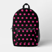 Imprimé Sac à dos à points Polka (noir et rose néon) (Recto)