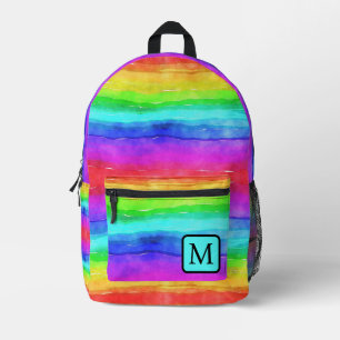 Imprimé Sac à dos aquarelle Monogramme Arc-en-ciel Mignon