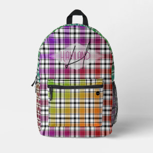 Imprimé Sac à dos avec des motifs écossais de couleurs fol