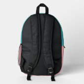 Imprimé Sac à dos avec monogramme turquoise et rayures arc (Verso)